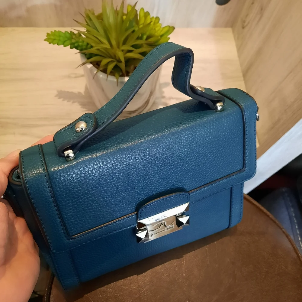 Teal Leather Crossbody Bag